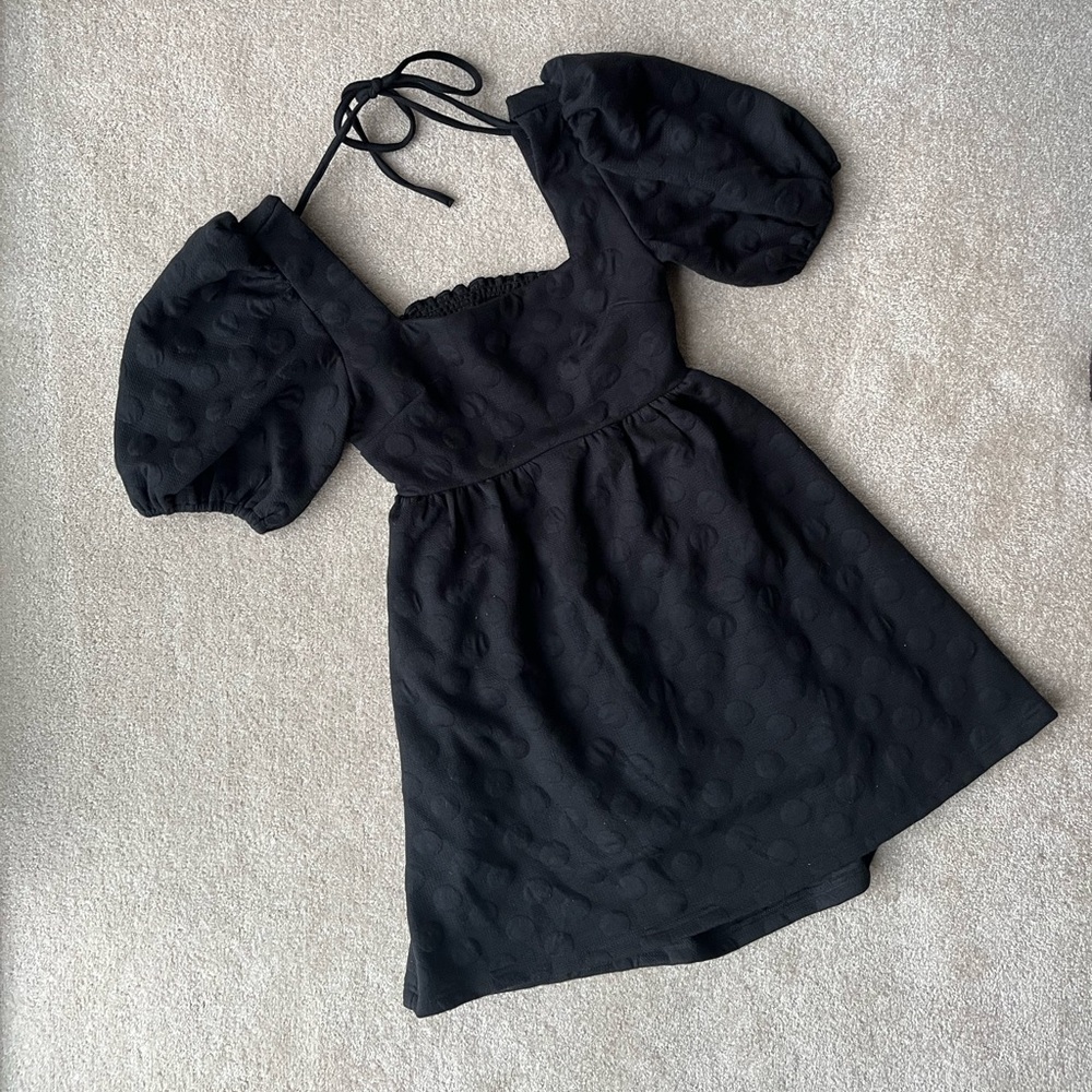Altar’d State Black Polka Dot Open Back Dress Size Small
